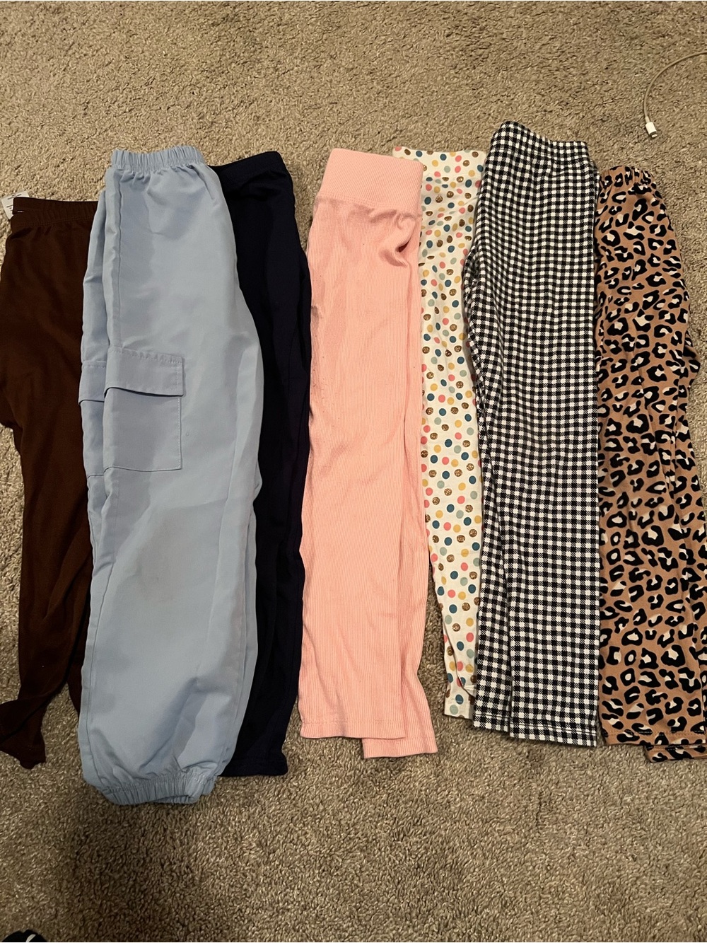 Girls 7 pair of Leggings 7/8